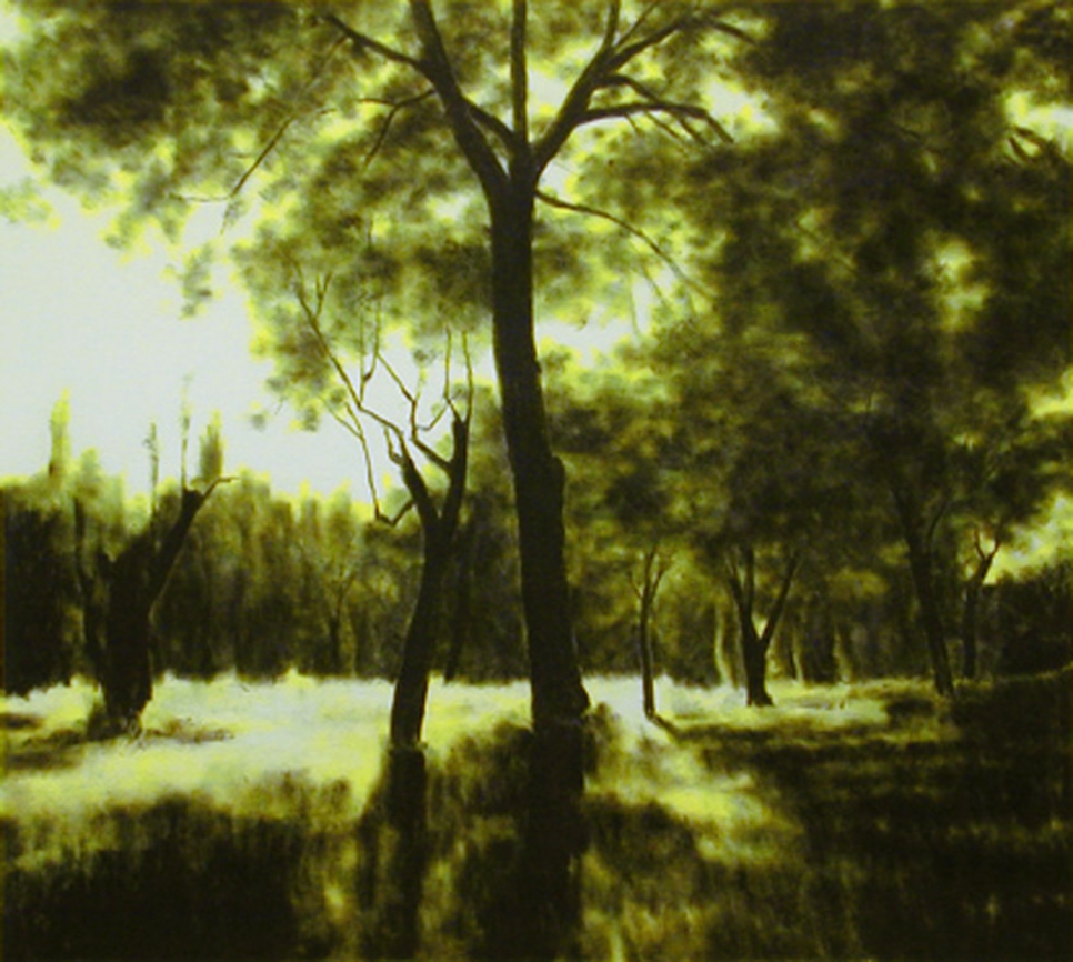 Color lithograph by April Gornik featuring a tree scene